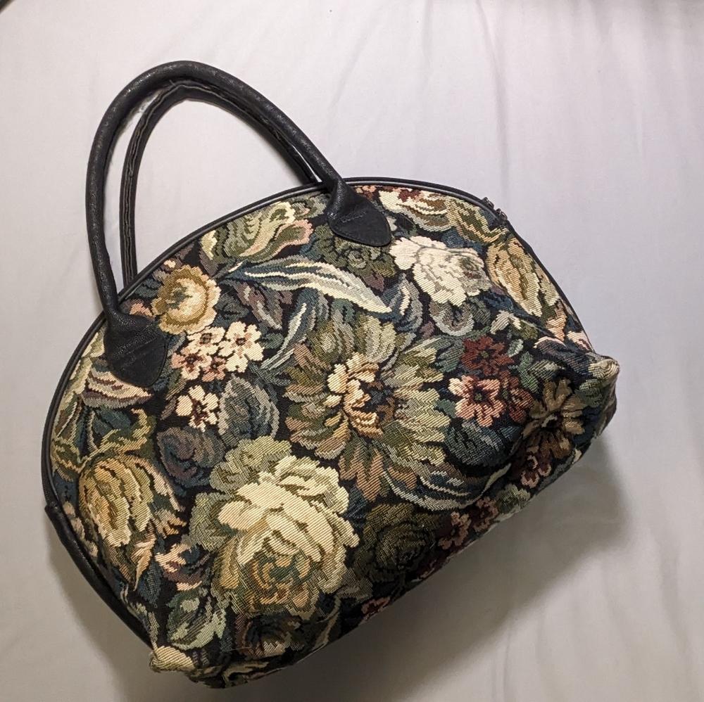 Large Deep Green Vintage Flower Purse